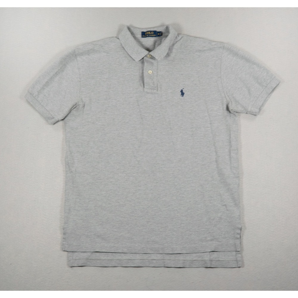 Polo Ralph Lauren Mens Medium Gray Short Sleeve Cotton Pique Pony Polo Shirt
